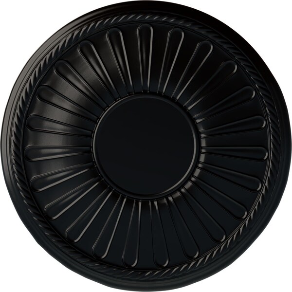 Ekena Millwork Leandros Ceiling Medallion (Fits Canopies up to 6 3/8"), Hand-Painted Jet Black, 19 7/8"OD x 1 1/4"P CM22LNBLF - main
